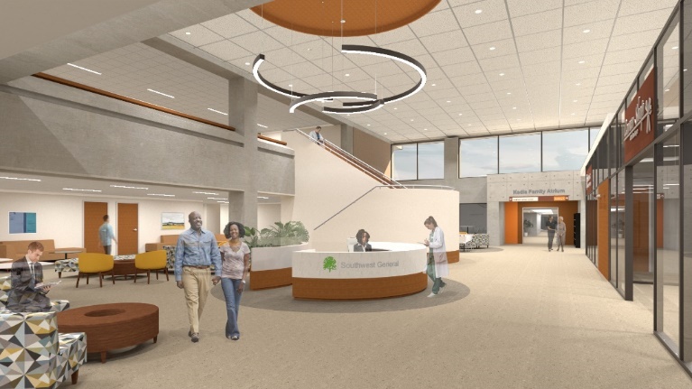 Rendering of the new Kedia Family Atrium